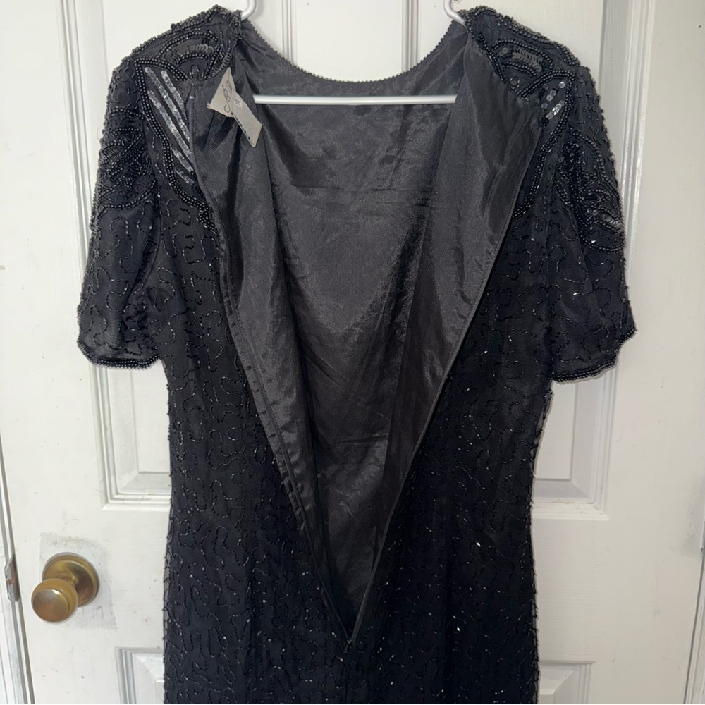 AP Ltd Elegant Black Beaded Midi Dress - Picture 11 of 13